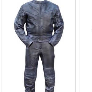 Black Leather Motorcycle Suit by Four Star